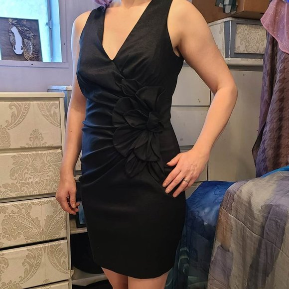 Jessica McClintock size 10 black ruched cocktail dress - Picture 1 of 2